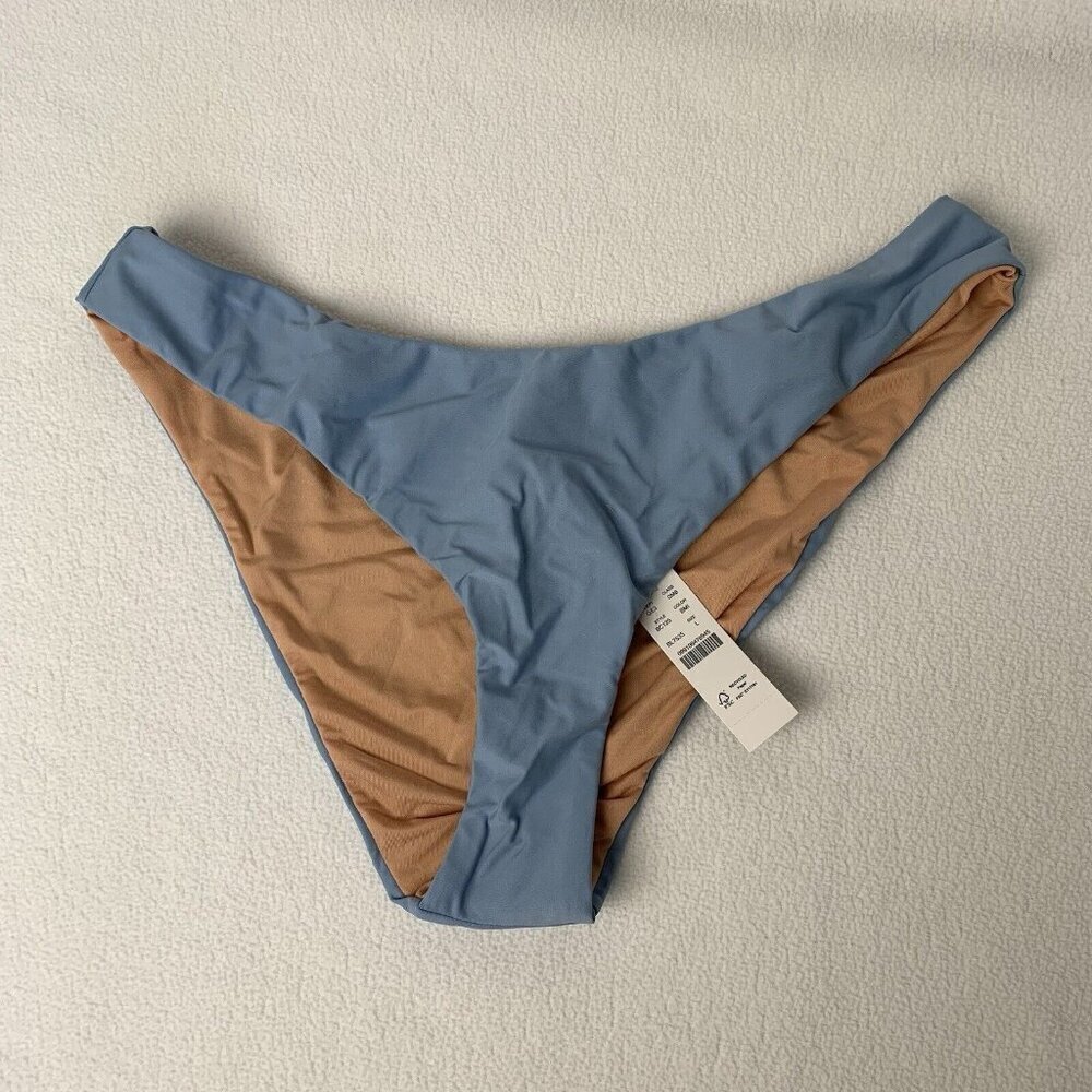 J. Crew Womens Bikini Bottom Large Baby Blue Curved High Waist Cheeky Swim NWT